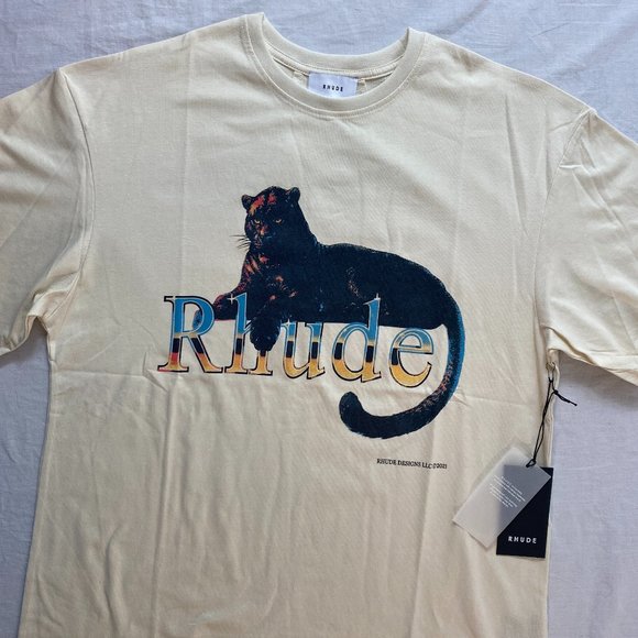 Rhude Panther Tee Size Small Off White T-Shirt SS22 NEW - Picture 1 of 10